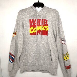 Marvel Comics Gray Hooded Sweatshirt with Graphics on Arms Men's Size Large